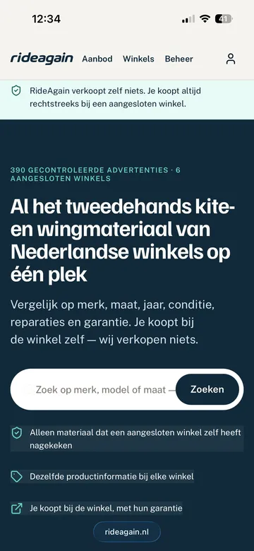 Screenshots van RideAgain op mobiel
